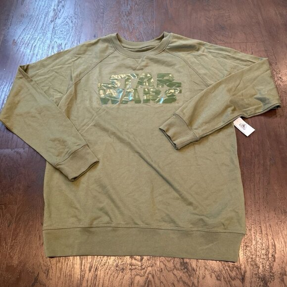 DISNEY PARKS STAR WARS ARMY GREEN SWEATSHIRT SIZE nwt - Picture 1 of 3